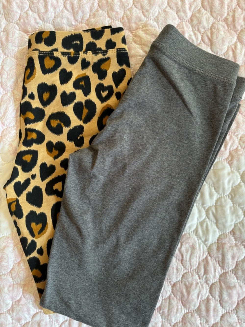 Crewcuts Leopard Print and Gray Kids Leggings set of 2